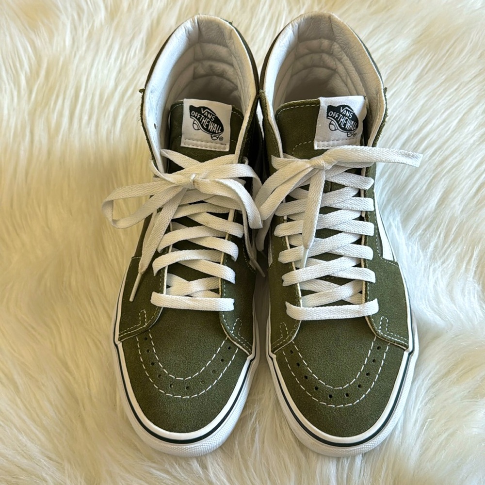 Vans Sk8 Hi Top Sneakers Olive Green Mens 7 Women’s 8.5 - Picture 3 of 12